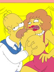 20th_century_fox 20th_century_studios breast_sucking breastfeeding breasts hand_on_breast homer_simpson maude_flanders maxtlat the_simpsons