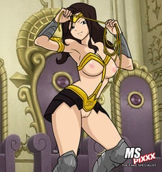 big_breasts bracelet breasts brown_hair cana_alberona cosplay crow531 dc fairy_tail female large_breasts long_boots long_hair looking_at_viewer ms_pixxx nipples pussy rope wonder_woman_(cosplay)