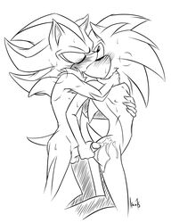 anthro ass black_and_white closed_eyes cum cum_on_ass cum_string cumshot hedgehog issy2610 kowoshake male mammal monochrome nude orgasm penis shadow_the_hedgehog simple_background sonic_(series) sonic_the_hedgehog standing sweat white_background yaoi