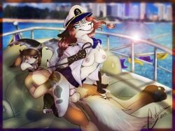 2018 5_fingers 5_toes ahe_gao anthro balls beach blue_eyes blurred_background blush bodily_fluids breasts canid canine celandinefox city clothing collar cum detailed_background dominant dominant_anthro dominant_female ears_down eyebrows fangs feet female fingers fish fox fucked_silly furgonomics furniture furry-specific_piercing genital_fluids genitals hat headgear headwear hi_res hybrid knot leash leash_pull leashed_collar looking_pleasured lying male mammal marine matteh naked navel nipples nude nude_anthro nude_female nude_male on_back on_bottom on_top one_eye_closed pawpads peaked_cap penetration piercing pivoted_ears plant raised_inner_eyebrows red_hair reverse_cowgirl_position sea selia_(el_mariachi249) sex shark shirt shoreline signature sofa sofa_sex story story_in_description submissive submissive_male tail tail_between_legs tail_piercing teeth toes tongue tongue_out topwear tree vaginal_penetration water