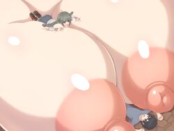 areolae colossal_breasts huge_areolae huge_nipples hyper hyper_breasts lying_on_breasts nipples princess_connect! tagu_hblabe textless yuni_(princess_connect!)