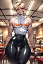 ai_generated better_than_girls big_bulge blonde_hair blue_hair breath_of_the_wild bulge bulge_through_clothing femboy femboy_hooters feminine_male hooters hooters_uniform huge_ass huge_balls huge_bulge huge_cock huge_thighs leaning_on_table link link_(breath_of_the_wild) rcally restaurant revealing_clothes sissy spandex the_legend_of_zelda thick_thighs thighs tight_clothing wide_hips