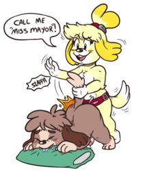 2013 anal animal_crossing anthro balls canine digby_(animal_crossing) female fiztheancient fur furry furry_only incest isabelle_(animal_crossing) male nintendo opposite_sex_twins pegging penis strapon