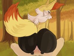 animated anthro asakitty ass blush bodily_fluids braixen canid canine digital_media_(artwork) duo erection female female_penetrated fur furry generation_6_pokemon genital_fluids genitals human humanoid_genitalia humanoid_penis inner_ear_fluff male male/female male_penetrating male_penetrating_female mammal nintendo on_bottom on_top penetration penile penis pokemon pokemon_(species) pussy reverse_cowgirl_position sex short_playtime tail tuft vaginal_penetration white_body white_fur yellow_body