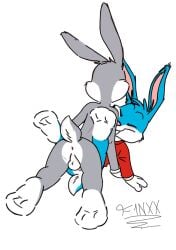 age_difference anal balls blue_body blue_fur bodily_fluids bugs_bunny buster_bunny cum cum_inside duo f1nxx fluffy from_front_position fur furry genital_fluids genitals grey_body grey_fur hi_res human incest_(lore) invalid_tag lagomorph leporid looney_tunes lying male male/male mammal missionary_position on_back penis rabbit sex tiny_toon_adventures warner_brothers