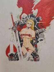 1girls adeptus_astartes aurion_(artist) dark_angels female lion_el&rsquo;jonson muscles muscular_female primarch rule_63 space_marine warhammer_(franchise) warhammer_40k