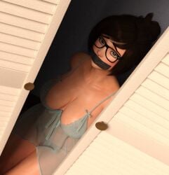 3d 3d_(artwork) asian asian_female big_breasts bondage bound captured chinese_female chinese_girl chubby chubby_female cleavage closet curvaceous curvy curvy_body curvy_female curvy_figure damsel_in_distress daz_studio deviantart_link fat gag gagged gagged_female glasses hostage kidnapped kidnapping kneeling large_breasts lingerie lingerie_only looking_at_viewer looking_up mei_(overwatch) mmmph! nightgown overwatch overwatch_2 overweight overweight_female pajamas panties peril restrained sad tape tape_gag taped_mouth
