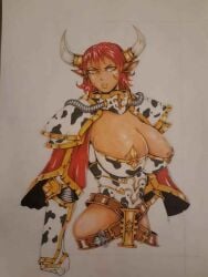 1girls adepta_sororitas aurion_(artist) cow_girl female female_only horns hucow imperium_of_man muscles muscular_female sister_of_battle solo solo_female warhammer_(franchise) warhammer_40k