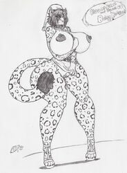 anthro areola big_breasts breasts cheetah erect_nipples feline female high_heels huge_breasts krocialblack mammal nipples platform_heels pussy solo