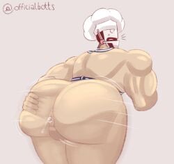 1boy back back_view bara bara_ass bara_body chef chef_apron chef_hat cum cum_in_ass cum_inside gay gen_(mech-o_cafe) male male_only mech-o_cafe muscular muscular_ass muscular_back muscular_male officialbotts robot robot_boy solo spreading spreading_anus spreading_ass spreading_cheeks spreading_own_anus spreading_own_ass