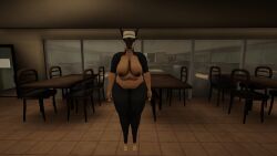 zed_technician_games captain_warrington's_play_maze ashley_(cwpm) nude breasts nipples canine dark_skin big_breasts dobermann female domestic_dog anthro furry furry_female screencap 3d barefoot feet completely_nude