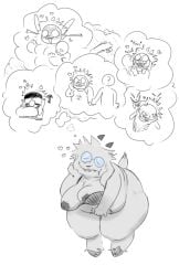 anthro bdsm big_breasts big_butt bite bodily_fluids bondage bound bovid braces breasts butt caprine drooling female flustered fur goat halsey_tradson hand_holding hi_res internal kissing_cheek looking_pleasured loser mammal masturbation nerd overweight overweight_anthro overweight_female pubes saliva solo sowedidit standing thought_bubble white_body white_fur