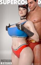 3d ass batman_(series) big_ass big_breasts breasts catwoman catwoman_(injustice) clark_kent dc dc_comics female huge_breasts injustice_2 large_ass large_breasts male rysketches selina_kyle signature solo_female suicide_squad:_kill_the_justice_league supercoom superman superman_(suicide_squad_game) text thick_thighs wide_hips