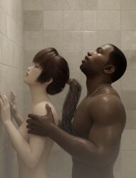 1boy1girl 1girl1boy 3d ai_generated asian_female bathroom black_male breasts carl_johnson chain crossover dark-skinned_male dead_or_alive eastern_and_western_character enjoying_sex eyes_closed gangster ghetto gold_chain gold_jewelry grand_theft_auto grand_theft_auto:_san_andreas hands_on_partner hands_on_wall head_up holding holding_shoulder implied_sex interracial jewelry kasumi_(doa) koei_tecmo kunoichi light-skinned_female los_santos lovers moan moaning moaning_in_pleasure muscular_male night ninja ninja_gaiden nude nude_female nude_male on_wall ponytail rockstar_games romantic_ambiance romantic_couple shower shower_sex shower_steam showering showering_together softcore standing_doggy_style standing_sex taking_a_shower team_ninja wet wet_body wowzerspowzers