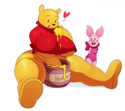 anthro bear big_breasts breasts chubby disney furry genderswap honey licking_lips mammal pig piglet pooh_bear pot rule_63 small_breasts smile sssonic2 thick_thighs tongue underboob wide_hips winnie_the_pooh_(franchise)