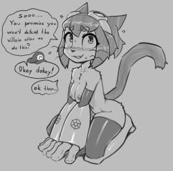 1girls blush cat_ears cat_tail catgirl embarrassed english_text gameoverse glitch_productions kit_(gameoverse) mario mario_(series) naked_female nervous nsfwaga shy speech_bubble text
