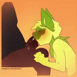 2026 2boys 2d animated anthro balls blowjob blush bottomless bottomless_male cock dark-skinned_male dark_skin deepthroat dick feline fellatio furry furry_male gay green_body green_fur heart human_on_anthro licking_penis longer_than_10_seconds longer_than_30_seconds loop male male_only nepentz nintendo no_sound oral_sex penis penis_in_mouth pokemon pokemon_(species) shirt shorter_than_one_minute sprigatito tagme video