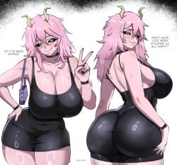1girls aged_up ashido_mina ashido_mina_time-skip ass ass_focus beautiful_woman black_dress black_fingernails black_sclera blush boku_no_hero_academia breasts choker cleavage colored_sclera curvaceous curvaceous_female curvaceous_figure curvy curvy_female curvy_figure dress english_text female female_only gyaruish hand_on_ass hand_on_hip heavenly_body horns huge_ass huge_breasts huge_thighs large_ass large_breasts large_thighs long_hair looking_at_viewer looking_back mature_woman milf mina_ashido mina_ashido_time-skip my_hero_academia omniartstudio peace_sign pink_hair pink_skin post-timeskip purse seductive_eyes seductive_look seductive_smile shiny_skin sideboob smile solo sweat thighs tight_dress tomboyish voluptuous_milf wristband yellow_eyes yellow_horns