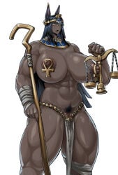 abs anubian_jackal anubis dark_skin female female_only huge_breasts loincloth muscular_female pussy_peek topless xiao_taiyang_t2333