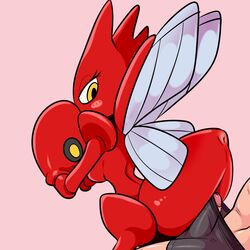 anus breasts clothes eyelashes faceless_male female human interspecies lonbluewolf male mammal nintendo penis pink_background pokemon pokephilia rubbing scizor simple_background straight underwear video_games wings yellow_eyes