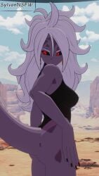 purple_skin majin_android_21 android_21 android_21_(evil) pose sexy_pose female looking_at_viewer looking_back showing_ass cute dragon_ball dragon_ball_z dragon_ball_fighterz dragon_ball_sparking!_zero blender blender3d uncensored watermark sylvannsfw ass breasts tits boobs 3d nude looking_back_at_viewer