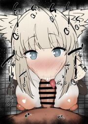 1boy 1girls :>= arknights:_endfield big_breasts big_penis blush breasts censored detailed_background drooling erect_nipples eyelashes fellatio female heart heart-shaped_pupils human indoor inside kneeling kurotama long_hair looking_at_viewer male male_pov nipples no oral oral_sex penis perlica_(arknights:_endfield) pov room saliva shiny shiny_skin sketch sound_effects squatting sweat text tongue tongue_out vein veins veiny veiny_penis