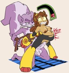 1boy 1girls algob4v anthro cat_ears cat_tail catgirl clothes clothes_lift cum cum_in_pussy cum_inflated_belly cum_inside cumflated_belly cumflation da_goop defeated dubious_consent feline furry gameoverse gameplay_mechanics impregnation inflation kit_(gameoverse) original_character questionable_consent rape skunk stomach_bulge stomach_deformation tail