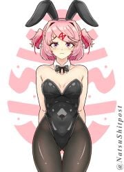 1girl 1girls absurd_res absurd_resolution absurdres artist_request blush blush_lines blushing bob_cut bunny_ears bunny_girl bunnysuit cute cute_face ddlc doki_doki_literature_club female girl hair_ornament hair_ribbon hair_vents hi_res high_quality high_resolution highres image image_sequence image_set jpg legs looking_at_viewer natsuki_(doki_doki_literature_club) nervous painted_nails pantyhose partially_clothed pigtails pink_eyes pink_hair pink_suit practically_nude questionable reflective_body reflective_clothing ribbon ribbon_in_hair serenity_forge shining_eyes shiny_clothes shiny_hair shiny_skin short_hair showing_off simple_background small_breasts source team_salvato thick_thighs thighs torso tsundere twitter twitter_link wholesome x_hair_ornament