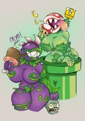 anthro anthrofied ass electronic_arts female flora_fauna plant plant_humanoid plantie plants_vs._zombies plants_vs_zombies popcap_games thick_thighs video_game_character video_games 2girls piranha_plant mario_(series) chomper_(pvz) teeth sharp_teeth meat zombie_(pvz) red_mushroom yukirita