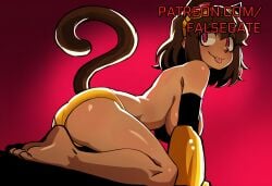 ai_generated stable_diffusion highres absurd_res falsegate uncensored self_upload gameoverse glitch_productions kit_(gameoverse) brown_hair medium_hair red_eyes cat_girl cat_ears cat_tail animal_ears animal_tail patreon patreon_username paid_reward_available large_breasts wide_hips thicck_thighs large_ass ass thighs breasts goggles goggles_on_head gloves elbow_gloves mechanical_glove gauntlets black_gloves yellow_gloves 1girls solo kneeling on_knees all_fours bent_forward bent_over looking_back smile hanging_breasts almost_nude panties yellow_panties feet barefoor from_side convenient_censoring censoring_self