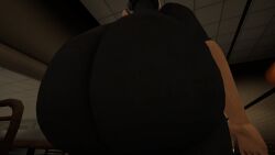3d anthro ashley_(cwpm) ass ass_focus big_ass canine captain_warrington's_play_maze dark_skin dobermann domestic_dog female furry furry_female nude screencap tail zed_technician_games