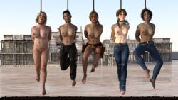 3d asphyxiation barefoot death execution execution_(group) feet female_death female_only hands_behind_back hanged multiple_deaths necrophilia noose nude red_dead_redemption_2 restrained ryona sadie_adler snuff starry_solace topless western