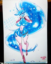 alien blue_skin female goo gynoidherring heart photo_(medium) ponytail slime solo tied_hair zodee