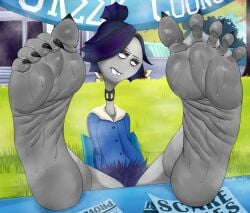 claire_wheeler salmobaliki feet_up feet_focus foot_fetish toes webbed_feet sharp_toenails looking_annoyed