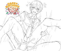 2boys 2males anime anime_boy anime_style anus ass asshole balls body bovine breasts breasts_bigger_than_head dick erect_nipple eyebrows eyelashes eyes facial game_character gay gay_boy gay_male hair half-dressed hands hard hard_nipples human legs male male_focus male_only muscular muscular_arms muscular_ass muscular_chest muscular_legs muscular_male muscular_thighs nipples pants pants_down pants_removed pantsless pantsless_male penis scar scar_on_arms short_hair sweating sweating_body sweating_male yaoi yaoi_with_male_audience project_sekai sega colorful_stage tenma_tsukasa scketch cum cum_inside cum_in_ass cum_in_asshole cum_in_anus cum_on_ass cum_on_penis male/male male_penetrated male_penetrating male_penetrating_male cum_while_penetrated random_male big_penis big_dick blonde_hair blonde_male blonde-haired_male blush blushing blushing_male blushing_maleherm white_background heart hearts_around_head zhukik