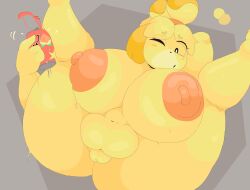 1girls 2d animal_crossing anthro breasts emobunny isabelle_(animal_crossing) naked spread_legs tagme