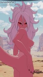 pink_skin completely_nude nude_female female showing_ass ass looking_at_viewer looking_back dragon_ball dragon_ball_z dragon_ball_fighterz dragon_ball_sparking!_zero android_21 majin_android_21 blender blender3d 3d sylvannsfw watermark breasts tits boobs