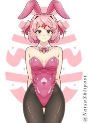 1girl 1girls absurd_res absurd_resolution absurdres artist_request black_suit blush blush_lines blushing bob_cut bunny_ears bunny_girl bunnysuit cute cute_face ddlc doki_doki_literature_club female girl hair_ornament hair_ribbon hair_vents hi_res high_quality high_resolution highres image image_sequence image_set jpg legs looking_at_viewer natsuki_(doki_doki_literature_club) natsushitpost nervous painted_nails pantyhose partially_clothed pigtails pink_eyes pink_hair practically_nude questionable reflective_body reflective_clothing ribbon ribbon_in_hair serenity_forge shining_eyes shiny_clothes shiny_hair shiny_skin short_hair showing_off simple_background small_breasts source team_salvato thick_thighs thighs torso tsundere twitter twitter_link wholesome x_hair_ornament