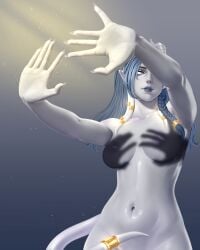1girls 2d blue_eyebrows blue_eyes blue_hair blush blushing braid cyana_(draenei) draenei female female_only horn light_skin meme original_character pale_skin playful pointy_ears solo solo_female watermark white_skin world_of_warcraft hands_casting_shadow tail