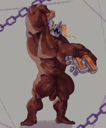 armpit armpit_hair balls bara big_penis body_hair flaccid guilty_gear helmet helmet_only male male_only muscles muscular nude penis potemkin quaiwhichpoker solo solo_male