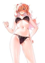 1girls asuka_langley_sohryu bare_hands bare_legs bare_shoulders bare_skin bare_thighs big_breasts blue-eyed_female blue_eyes blush blush_face blushing_at_viewer blushing_female breasts busty busty_female busty_teenager collarbone curvaceous curvaceous_body curvaceous_female curvaceous_figure curvaceous_hips curvaceous_teenager curvy curvy_body curvy_female curvy_figure curvy_hips embarrassed embarrassed_expression embarrassed_female exposed_legs exposed_shoulders exposed_skin exposed_thighs female female_focus female_only fingers hair_ornament hair_ornaments hair_over_one_eye high_resolution highres large_breasts lean_figure lips long_hair looking_at_viewer looking_down looking_down_at_viewer machulanko narrow_waist neon_genesis_evangelion orange-haired_female orange_eyebrows orange_hair shame shiny_hair shiny_legs shiny_skin shiny_thighs shoulders simple_background slender_body slender_waist slim_waist solo standing thick_thighs thighs underboob upper_body white_background bikini bikini_top bikini_bottom panties bra pussy_lips pussy pussy_peek vagina cameltoe camel_toe