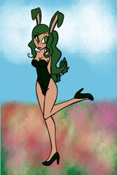 aurin bunny_outfit easter female green_hair high_heels ravencomb21 wildstar