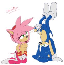 amy_rose anthro breasts clothes color cum cum_on_face ejaculation erection female fur furry furry_ears furry_only furry_tail handjob handstand hedgehog male mammal masturbation nude on_one_hand pants partially_clothed penis pointy_ears senshion sex simple_background smile sonic_(series) sonic_riders sonic_the_hedgehog sonic_the_hedgehog_(series) straight tail topless uncensored white_background