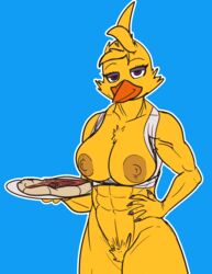 anthro avian bird breasts chica_(fnaf) chicken crisis-omega female five_nights_at_freddy's food furry pizza solo video_games