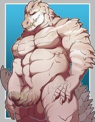 2018 abs alligator anthro balls belly biceps big_arms big_balls big_muscles big_pecs big_penis big_tail claws clothing crocodilian hand_on_thigh huge_tail kaiju knuxlight korboryn leaking long_tail looking_at_viewer low-angle_view male male_only musclegut muscular muscular_male overweight pecs penis pose precum presenting red_eyes reptile scales scalie sharp_claws sharp_teeth simple_background slightly_chubby snout solo spiked_tail standing teeth thick_tail thick_thighs triceps underwear white_claws white_scales white_tail