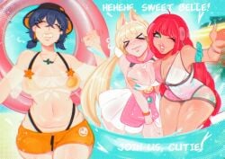 3girls alice_thymefield alice_thymefield_(sea_of_thyme) alternate_version_available animal_ears ass beach belle_(summer_skies)_(zenless_zone_zero) belle_(zenless_zone_zero) blonde_hair blue_hair blush breasts bucket_hat choker female green_eyes hair_ornament hairband heterochromia highres holding jizzuskrist large_breasts long_hair looking_at_viewer low_twintails male multiple_girls my_lady nipples nude official_alternate_costume orange_eyes rabbit_ears rabbit_girl red_hair sex short_hair smile thighs twintails ukinami_yuzuha ukinami_yuzuha_(tanuki_in_broad_daylight) wise_(zenless_zone_zero) yellow_eyes zenless_zone_zero