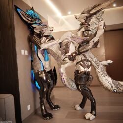 1:1 3d_(artwork) 4k absurd_res animal_genitalia animal_penis anthro anthro_on_anthro anthro_penetrated anthro_penetrating anthro_penetrating_anthro armwear balls biped black_body black_clothing black_fur blender_(artwork) blender_cycles blue_body blue_fur blue_penis bodily_fluids breasts canid canine canine_genitalia canine_penis canis claws clothed clothing collar cuffs_(clothing) cum cum_dripping_from_penis cum_in_vagina cum_inside depth_of_field digital_media_(artwork) dominant dragonplayer dragonplayer_(character) erection female female_penetrated fishnet_armwear fishnet_clothing fox fur genital_fluids genitals grey_body grey_fur group hair hand_on_breast hand_on_hip harness heyitslynx hi_res holding_another hybrid inside jex keloid knot latex latex_armwear latex_clothing latex_legwear latex_stockings legwear living_room male male/female male_penetrating male_penetrating_female mammal multicolored_body nipples nude open_mouth paws penetration penis pink_penis reflection rexouium sex slim slim_anthro slim_male slim_sub smile standing stockings submissive submissive_male tail trio vaginal_penetration white_body white_fur