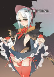 1boy 2015 androgynous balls balls_in_panties bloodborne bonnet brown_eyes crossdressing dress_lift erection femboy fromsoftware garter_straps genderswap_(ftm) girly huhuen male penis plain_doll red_legwear rule_63 side-tie_panties silver_hair skirt_lift solo stockings testicles thighhighs trap uncensored white_hair