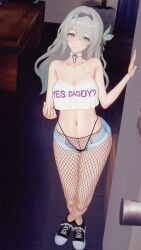 1girls 3d_(artwork) 4k bangs black_fishnet_legwear black_fishnet_pantyhose black_pantyhose black_thong choker daddy_kink denim_shorts embarrassed embarrassed_female female female_focus firefly_(honkai:_star_rail) fishnet_legwear fishnet_pantyhose fishnets grey_hair hair_ornament hairband hand_on_wall high_leg_thong honkai:_star_rail inviting inviting_to_fuck inviting_to_sex inviting_viewer kksallyear koikatsu large_breasts legs_crossed light-skinned_female long_hair looking_at_viewer looking_at_you loose_top male_pov open_shorts pantyhose penis_necklace platform_sneakers pov pov_eye_contact purple_hair ready_for_sex ready_to_fuck shorts silver_penis smiling smiling_at_viewer sneakers sweat sweaty_body tagme text_on_clothing text_on_topwear thong thong_panties thong_straps topwear vertical_image white_choker white_fingernails white_shorts white_topwear