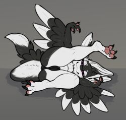 2025 4_ears animal_genitalia animal_vulva anthro anus ass avali avian bent_legs big_butt big_tail bird black_anus black_body black_feathers black_finger_claws black_fur black_sclera black_toe_claws black_vulva canine_genitalia canine_vulva claws closed_smile colored digital_drawing_(artwork) digital_media_(artwork) digitigrade feathers feet female fingers fur fyr_(fenrir784) genitals grey_background hair hi_res inviting looking_at_viewer looking_back lying maleherm_(lore) mouth_closed multi_ear nude on_ground on_side pawpads paws pink_pawpads presenting presenting_hindquarters presenting_vulva puffy_anus purple_eyes raised_arm raised_leg reetogoth shaded simple_background simple_shading smile smug smug_face smug_grin solo tail toes tuft underfluffies vulva white_body white_feathers white_fur winged_arms wings